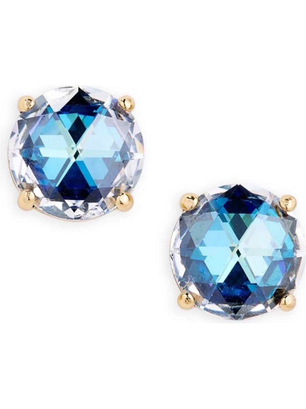 Kate Spade NY “Bright Ideas”Cubic Zirconia Blue faceted silver stud earrings NIB